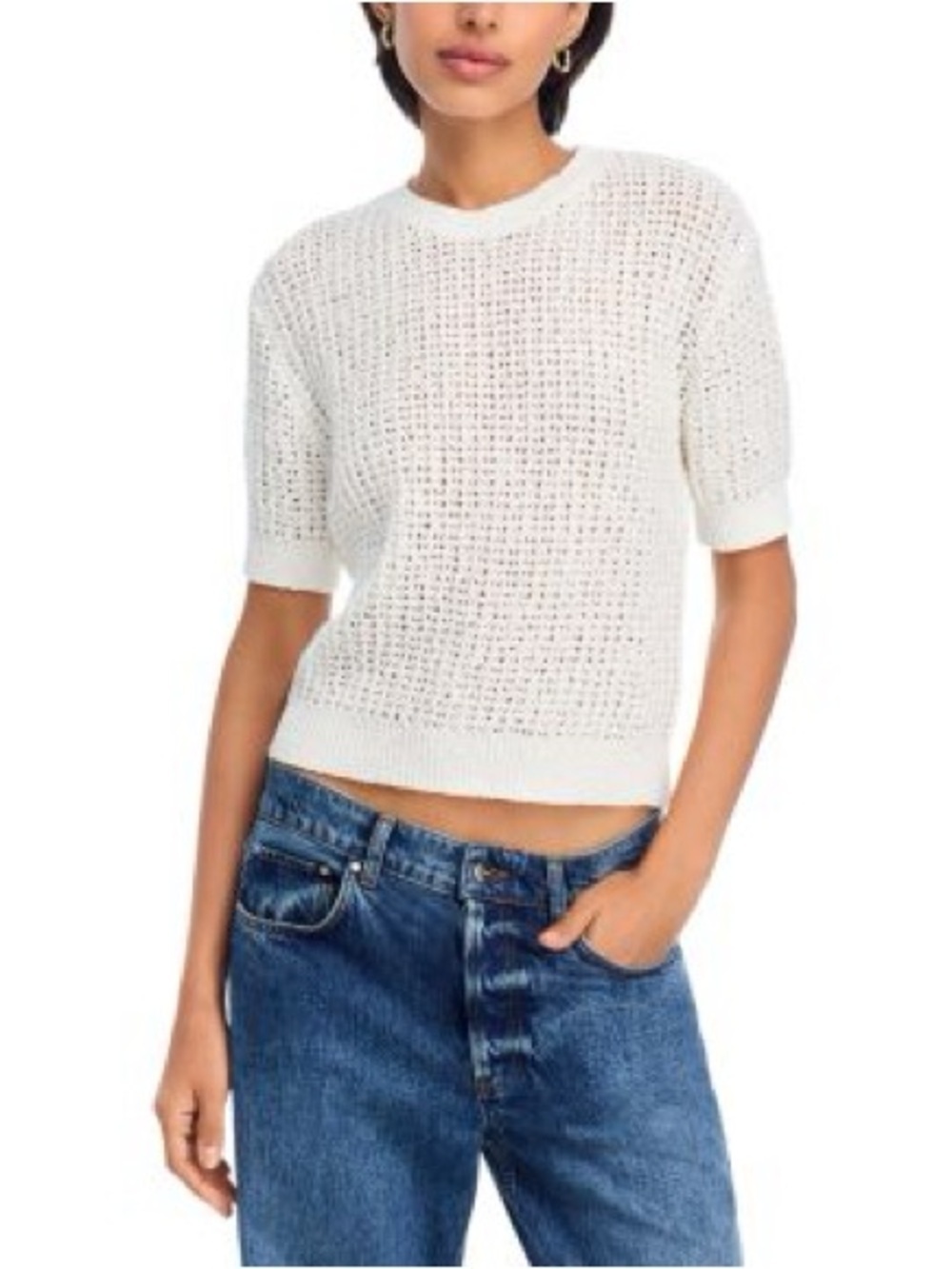 NWT Aqua Open Knot Crochet Sweater